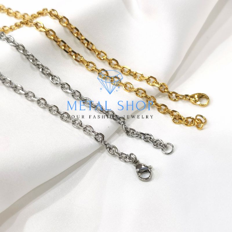 Kalung Titanium Anti Karat Stainles Steel Pria Wanita Model Nuri 45cm