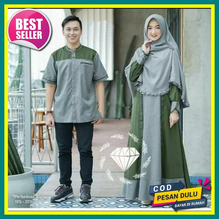 Gamis Couple Pasangan Muslim Terbaru 2022 Model Kekinian Tunangan Lamaran Cople Suami Istri Simple M