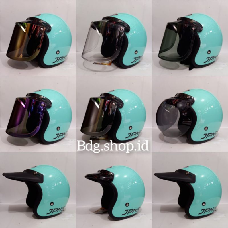 Helm jpn hijau pastel flat kaca datar