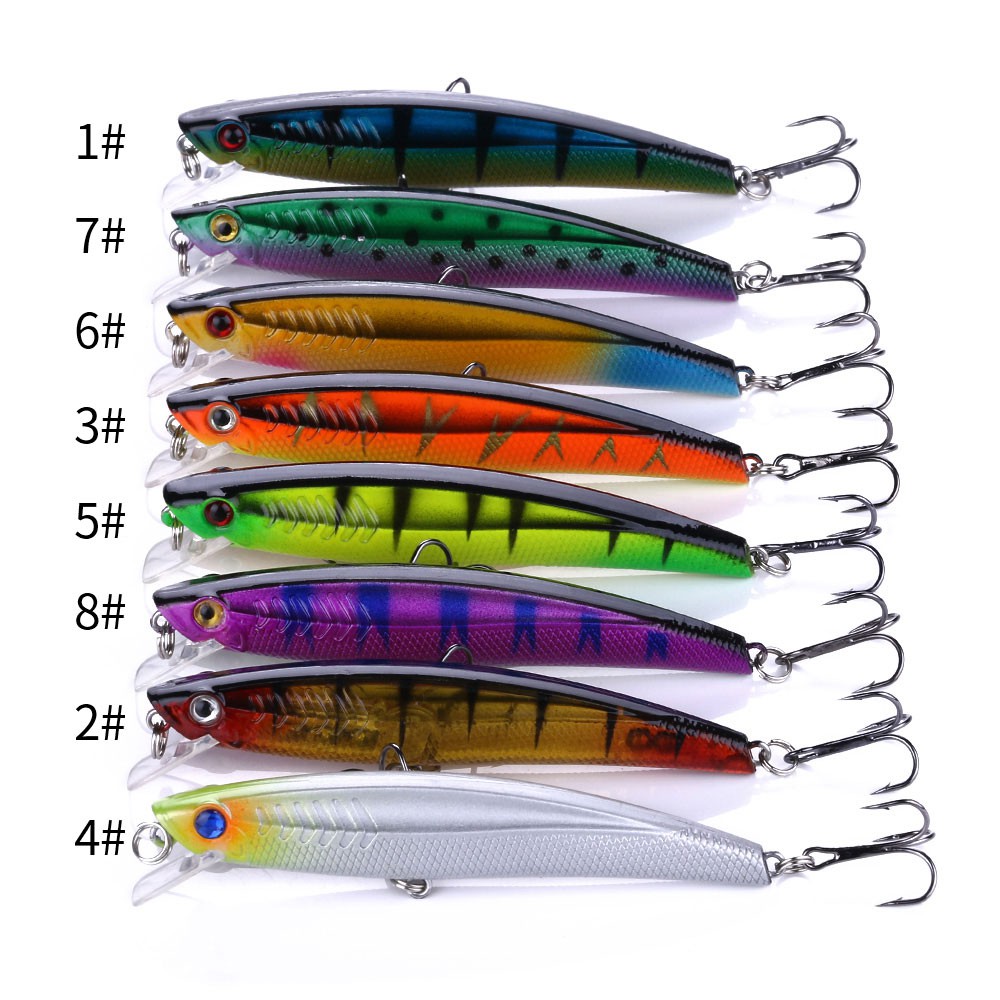 HENGJIA 8pcs 9.3cm/10.3g Minnow Umpan Pancing Swimbait Ikan Fishing Lure Topwater Bait Wobbler Kail