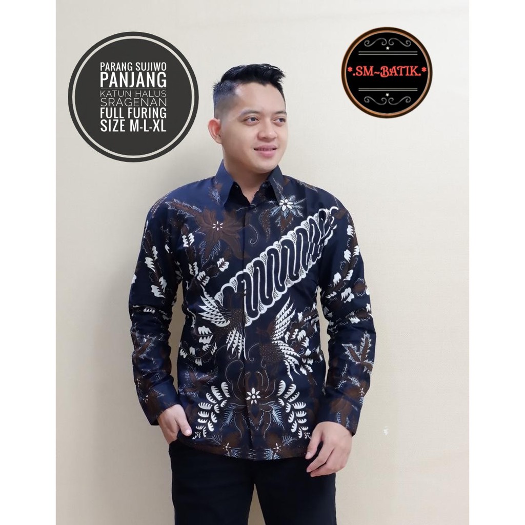 PARANG SUJIWO SM BATIKSOLOAMANAH KEMEJA BAJU BATIK PRIA SOLO LENGAN PANJANG PENDEK LAPIS FURING ATASAN BATIK PREMIUM MODERN KATUN HALUS SAMUDRA WARNA WISAKA SOGAN WICAKSONO ABSTRAK  BYANTARA BIMA IJO NARAYA HARYONO PARANG TRUNTUM KEMBANG ABANG AKAR MERAH