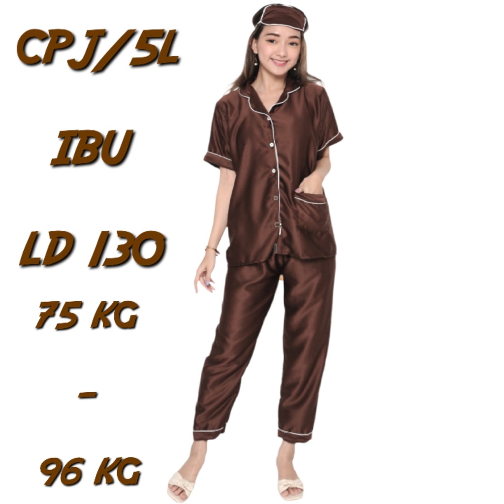 PIYAMA JUMBO / BIG SIZE SATIN LD 120 130 140 BAJU TIDUR WANITA SET CELANA