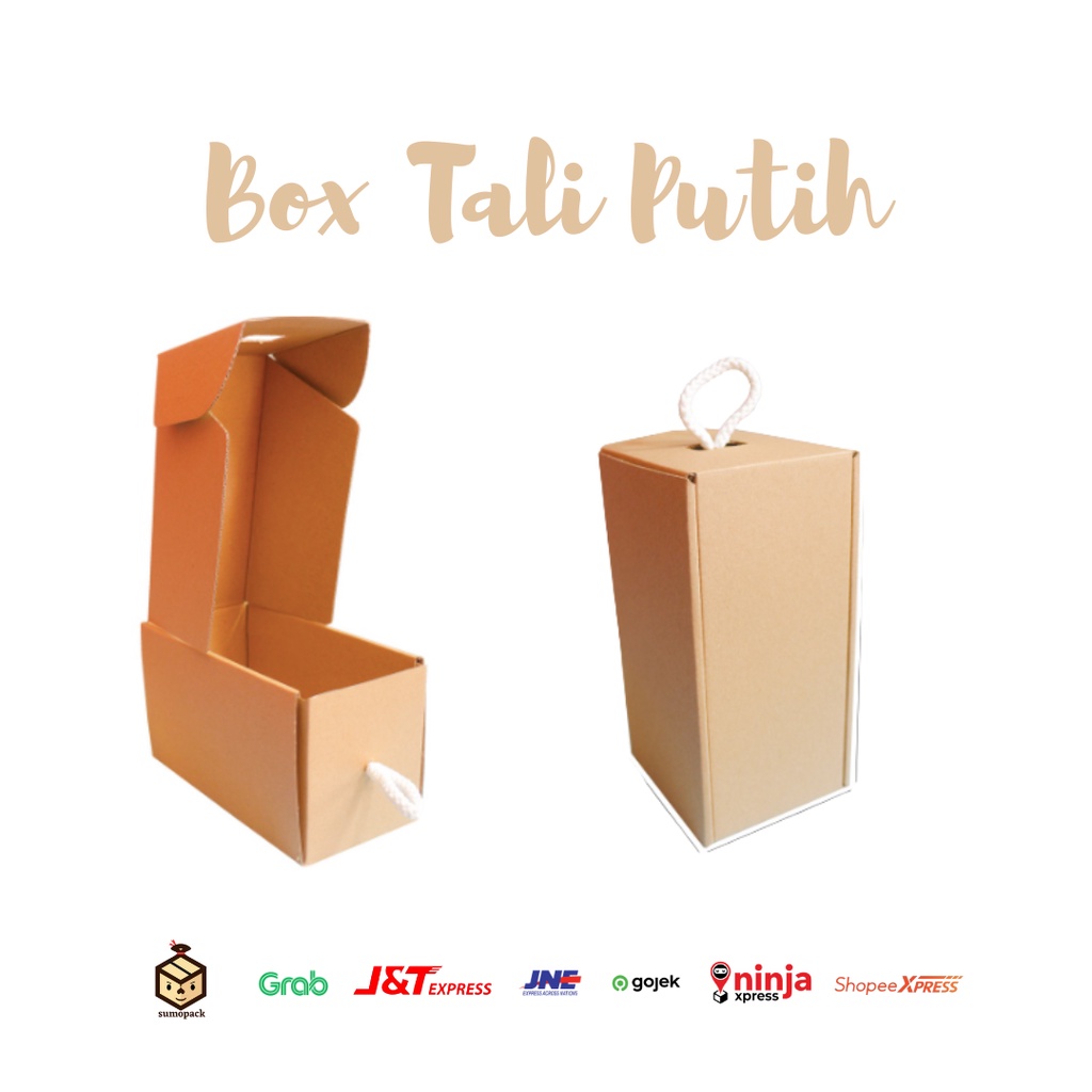 

sumopack - kardus packing/corrugated box/box dengan tali/box packing/dus kemasan/corrugated box packaging/box tali putih/box packing/box model unik dengan tali putih bahan corrugated eflute premium ready stok siap dikirim