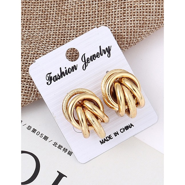 LRC Anting Tusuk Fashion Kc Three Circle Cross Earrings Y61827