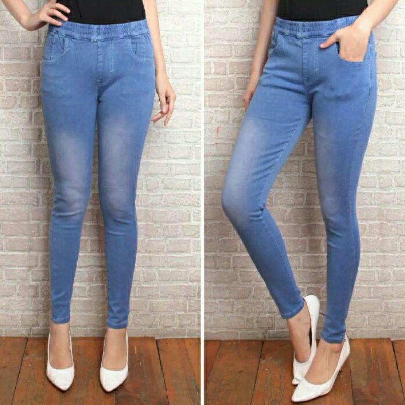 celana legging jeans wanita-celana pinggang karet-celana pensil wanita size 27-42