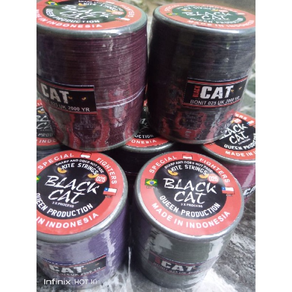 Senar Layangan Gelasan BLACK CAT 2000 Yard Turnamen Benang Aduan Full Treatment