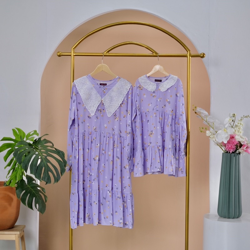 TUNIK COUPLE LILAC MOMS KIDS ANAK PEREMPUAN TUNIK GRETA LACE