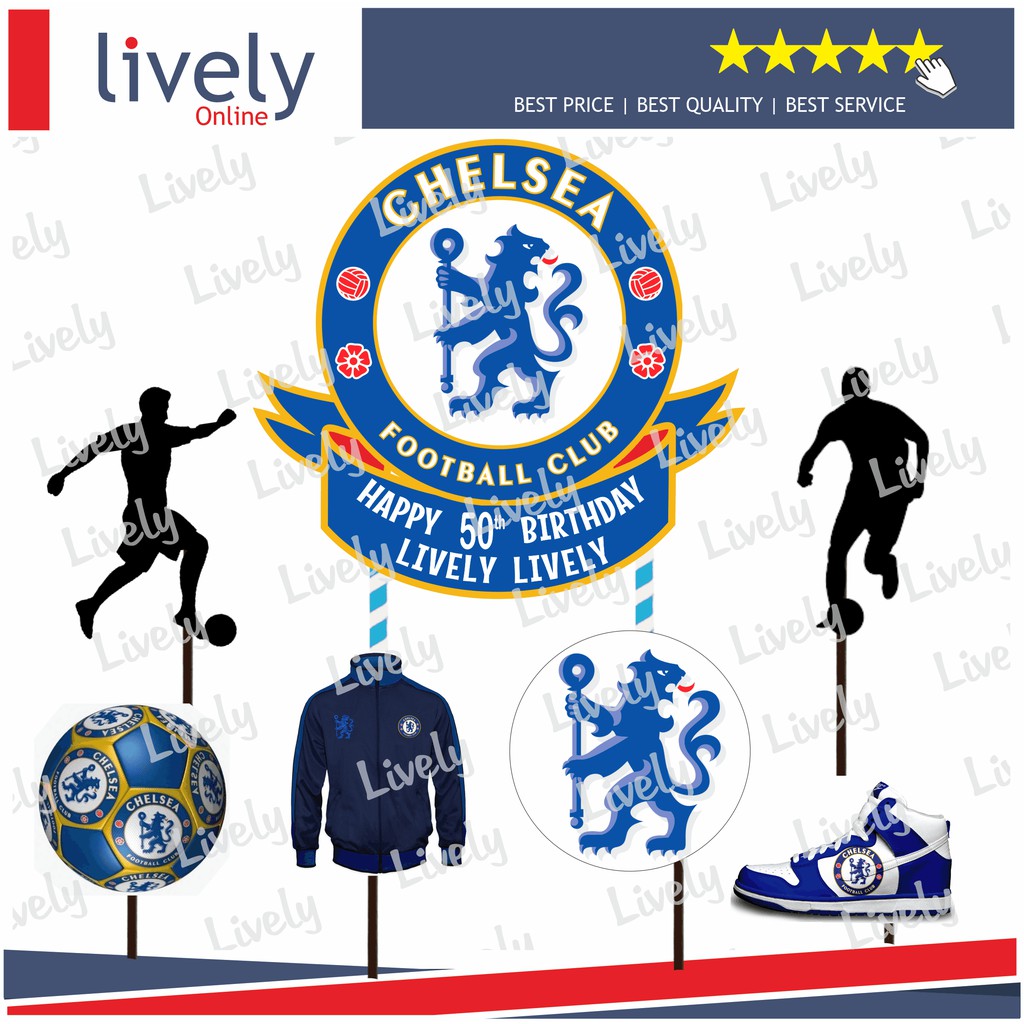 CUSTOM NAMA HIASAN KUE ULANG TAHUN CHELSEA CAKE TOPPER KARAKTER HAPPY BIRTHDAY