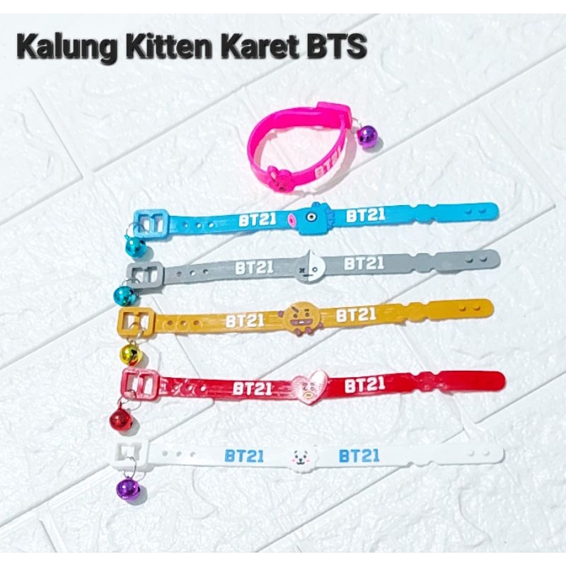 Kalung Kucing Gelang Kitten KARET ARMY BTS Lonceng 12mm