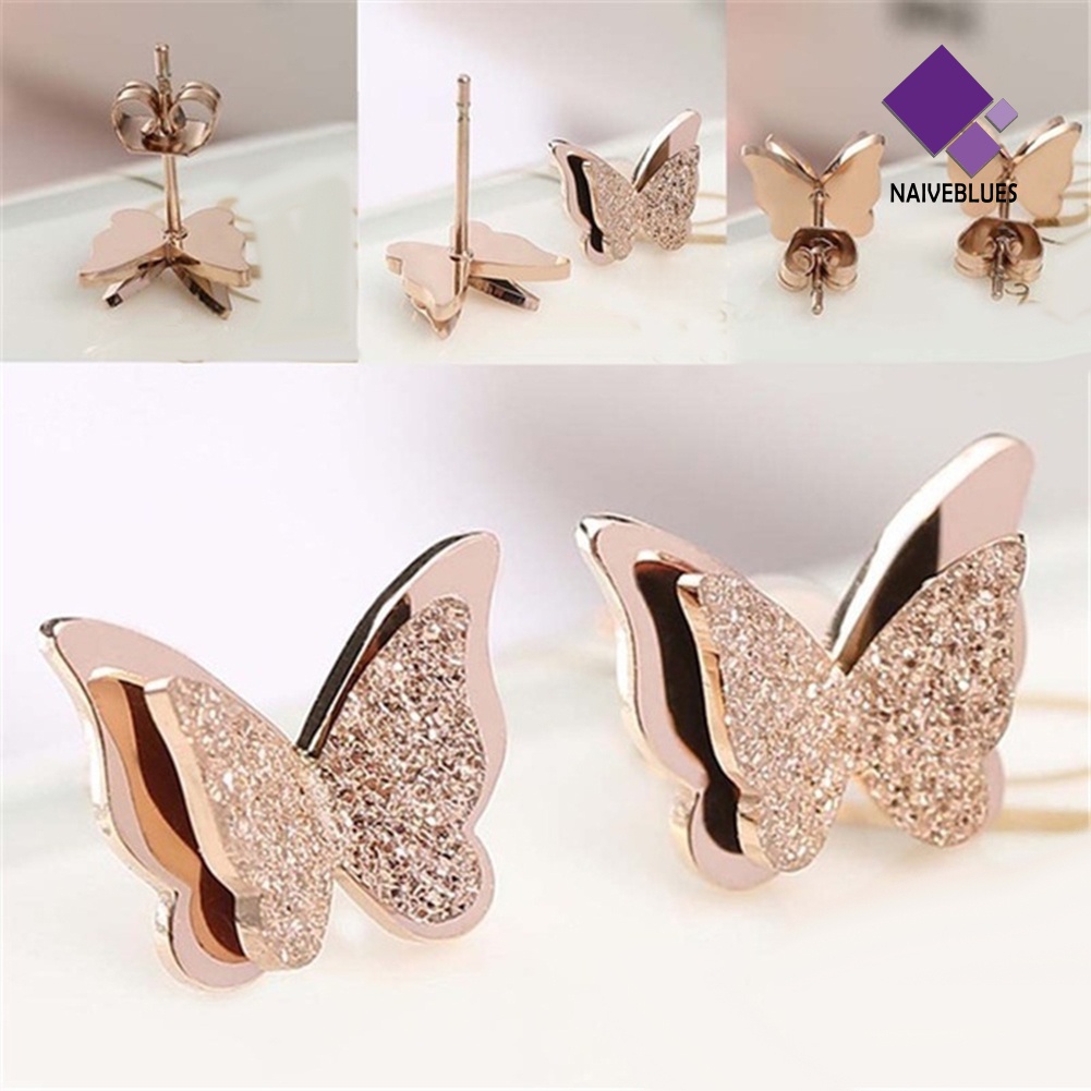 Anting Stud Bentuk Kupu-Kupu Untuk Wanita