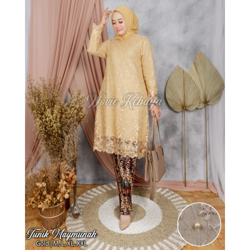 (COD) KIRANAOL - SETELAN KEBAYA MODERN - SET KEBAYA TUNIK TILLE MODERN - BAJU KEBAYA MODERN - KEBAYA WISUDA - ATASAN KEBAYA BRUKAT - BAJU KEBAYA BRUKAT - KEBAYA BROKAT - KEBAYA TILLE - KEBAYA WISUDA - TUNIK TILLE - KEBAYA TUNIK-KEBAYA MODERN BY KIRANAOL-Gold