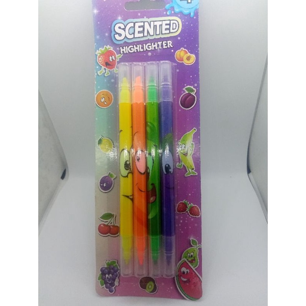 SCENTED Highlighter Alat tulis pensil warna  Isi 4 Pcs  ujung 2,isi 4Pcs warna beda alat tulis kantor No#1 di Indonesia