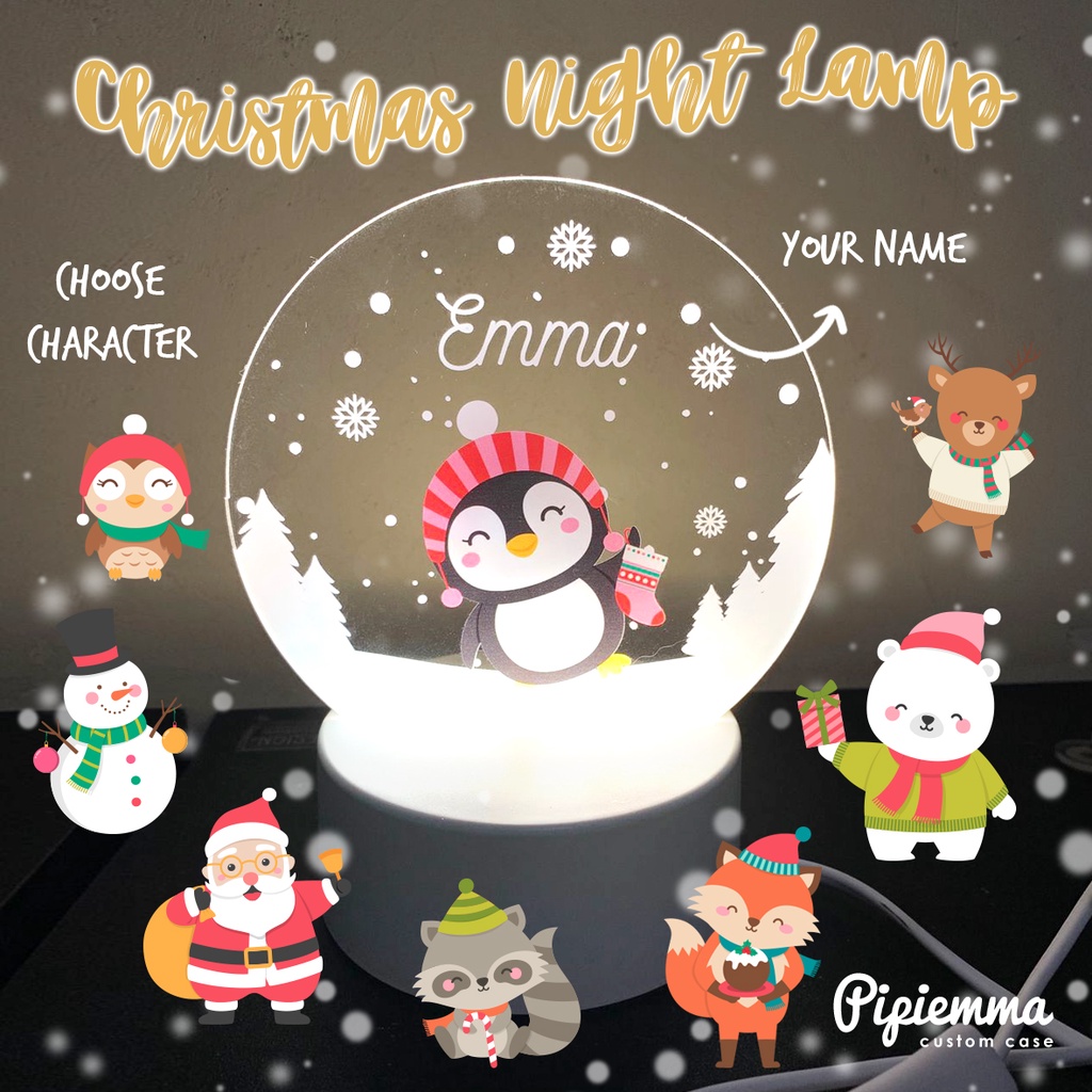 Christmas Gift Lampu Tidur Natal Night Lamp Custom Nama kado personalise gift LED Akrilik