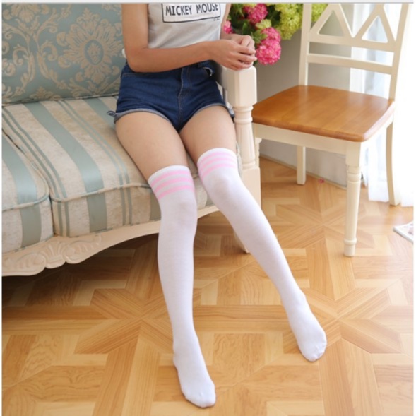 Kaos kaki  Wanita panjang sepaha di atas Lutut Over Knee Socks Korea polos strip sock-Motif 12