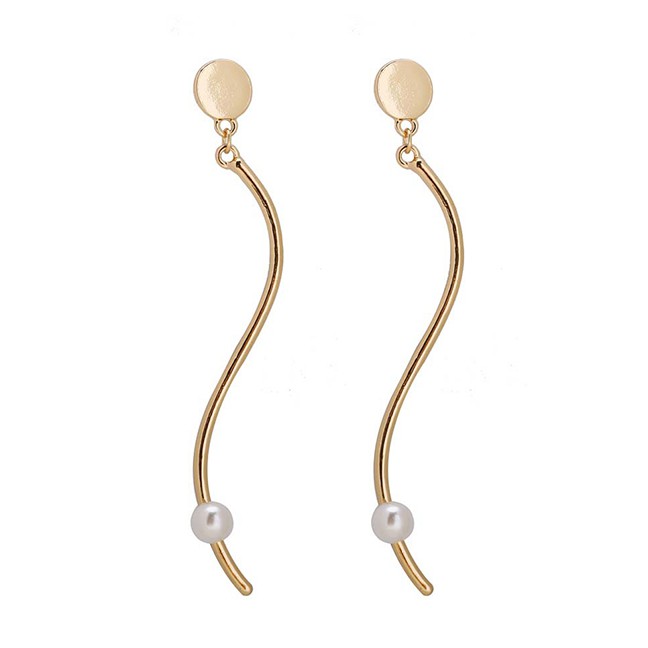 LRC Anting Tusuk Fashion Gold Pearl Eye Snake Earrings F69574