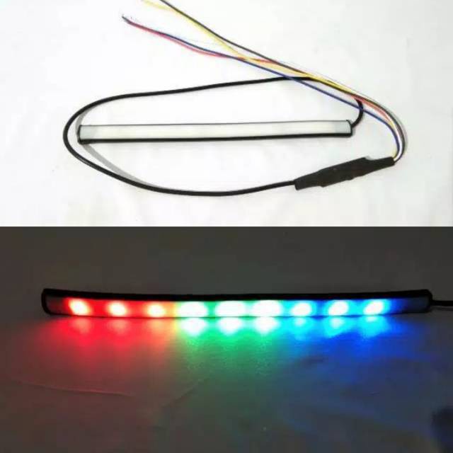 Lampu LED Strip plat nomor motor mobil RGB Sein Rem 23 cm variasi 12v pelat nomer variasi belakang motor