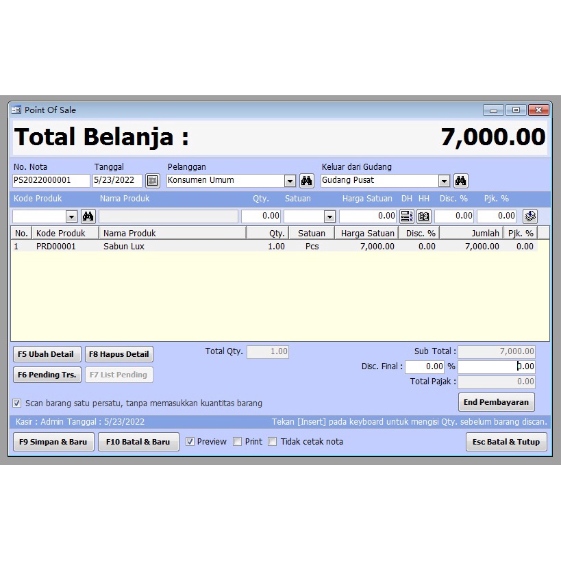Program Aplikasi POS Kasir Toko Retail