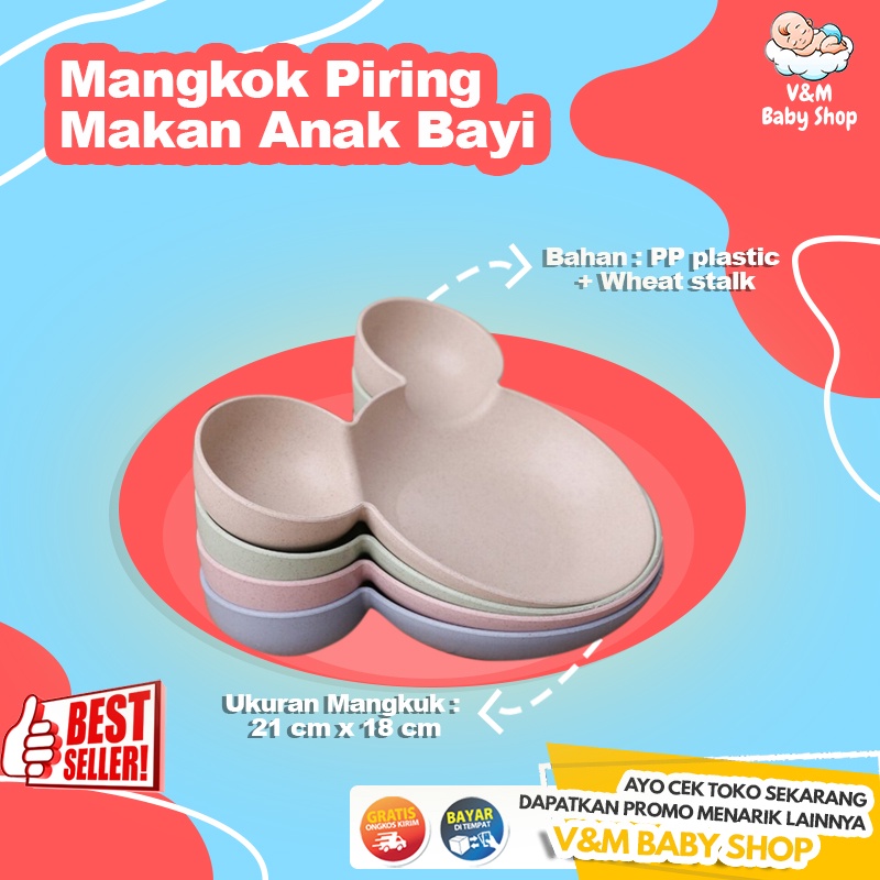 VnM036 | Mangkok Piring Makan Anak Bayi Lucu Murah Motif Mickey / Perlengkapan Makan Bayi