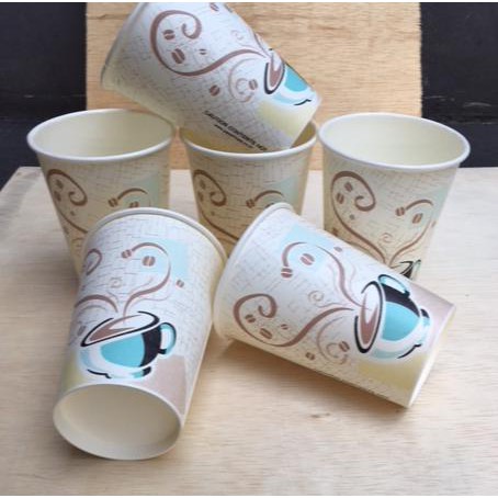 Super Paper Cup 12Oz / Papercup / Gelas Kertas Kopi Motif Tanpa Tutup -50Pcs Sale