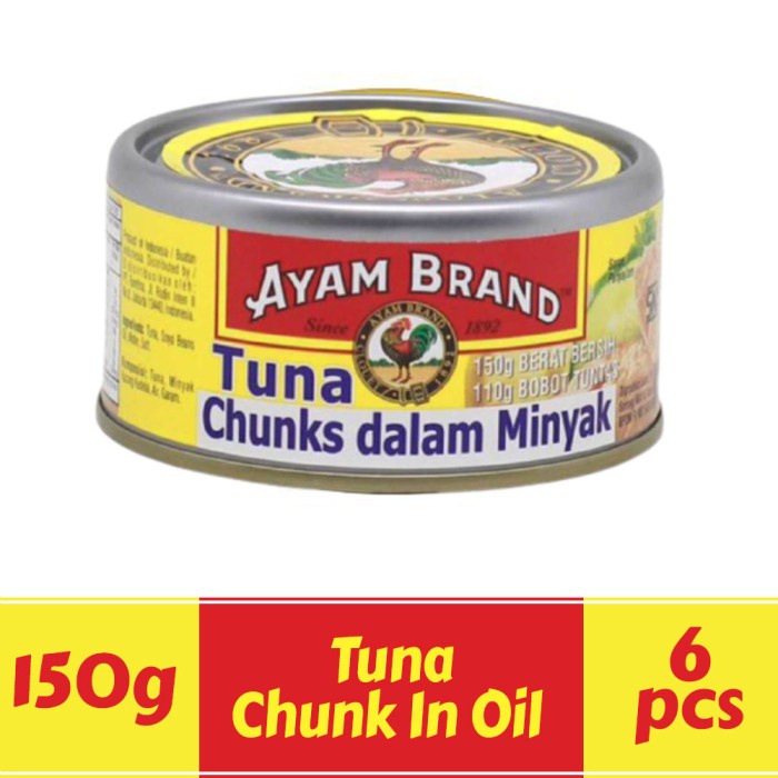 

Ikan Kaleng Ikan Tuna Kaleng Paket 6 Pcs Chunk In Oil Ayam Brand 150Gr