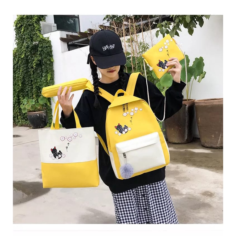 Tas Ransel Anak Perempuan SET 4in1 Tas Sekolah Anak SD SMP SMA SMK Korean Style Kpop Terbaru Bisa Bayar Ditempat COD