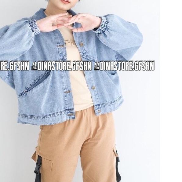 JAKET BAGGY JACKET JEANS OVERSIZE WANITA ORIGINAL KARET LENGAN BALON PREMIUM TERBARU