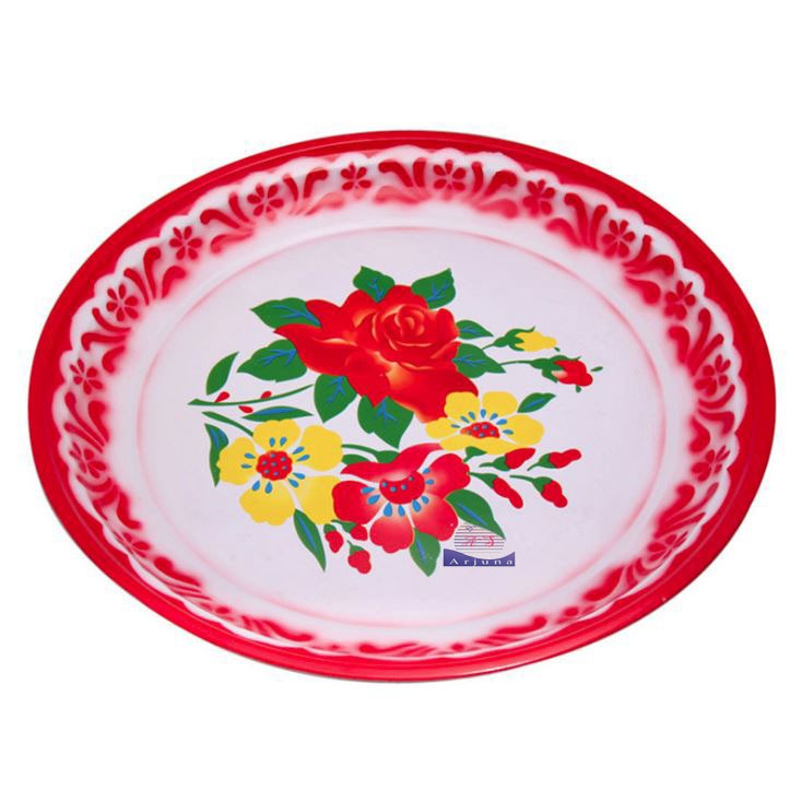 Nampan sangjit / nampan jadul / nampan seng merah motif bunga