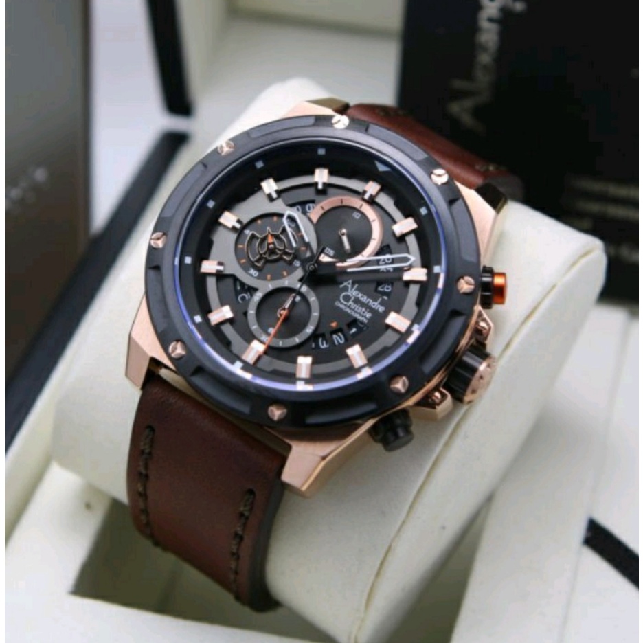 Alexandre Christie Ac 6506 / Ac 6594  Jam Tangan Pria Kulit Original