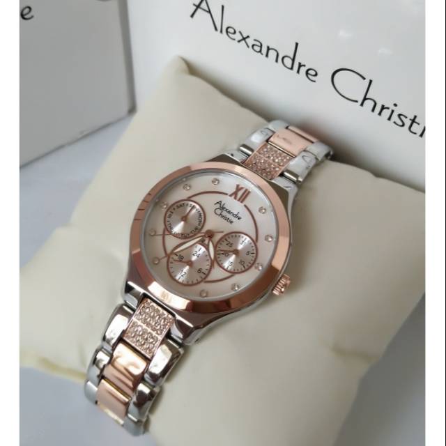 Jam tangan wanita 2731 alexandre christie silver rosegold original