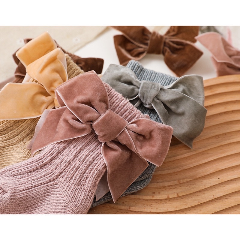 Velvet ribbon socks baby/ headband bayi