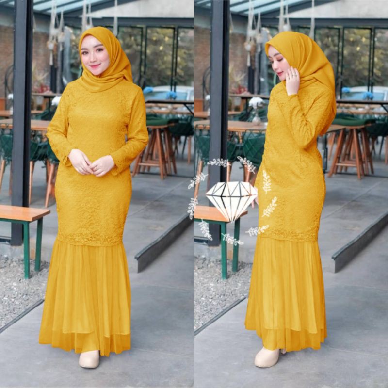 MAXY NINAMORI BRUKAT PREMIUM, GAMIS, HIJAB, MUSLIM, DRESS, 2 UKURAN