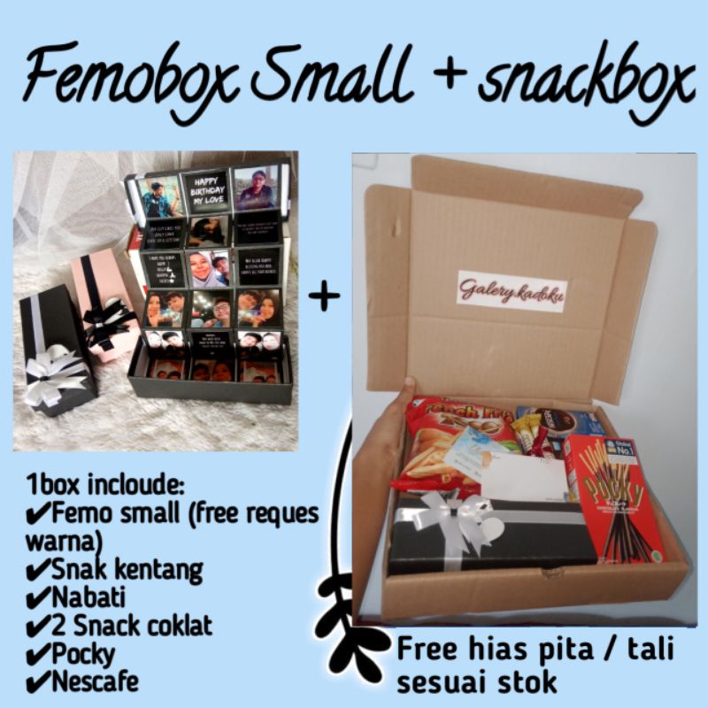 

kado hampers snackbox + femo small / feed memories box / femobox gift