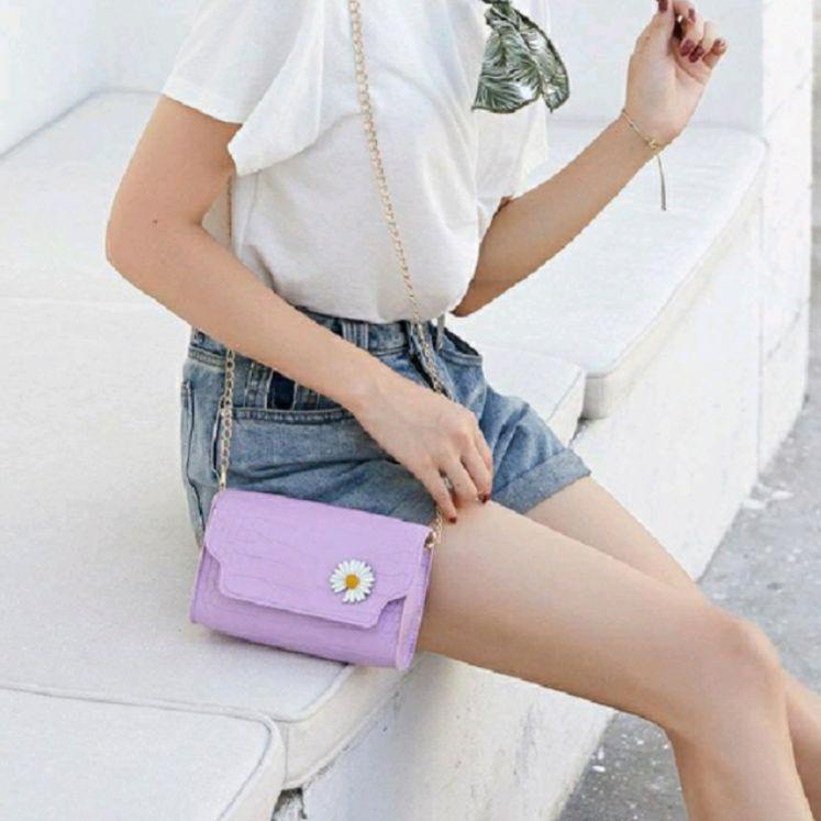 Terbaru.. Tas Slempang Wanita Sling Bag Flowers Daisy Korean Kekinian Termurah