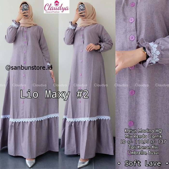 Baju Gamis Wanita Terbaru Lio Maxy Dress Termurah - Soft lave