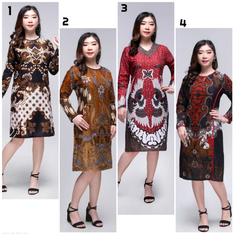 Dress Batik Jumbo 4L-5L Big Size Atasan Tunik Lengan Panjang XXL XXXL SVR