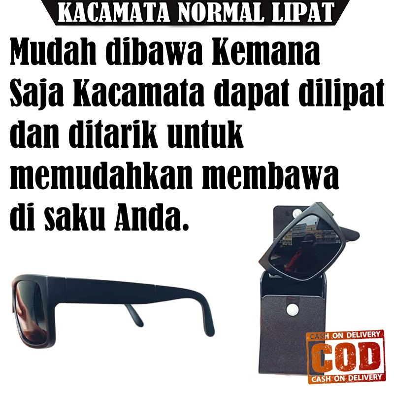 Kacamata Hitam Lipat FREE CASE Fashion Pria Wanita Kacamata Lipat Lensa Hitam Sunglasses Unisex