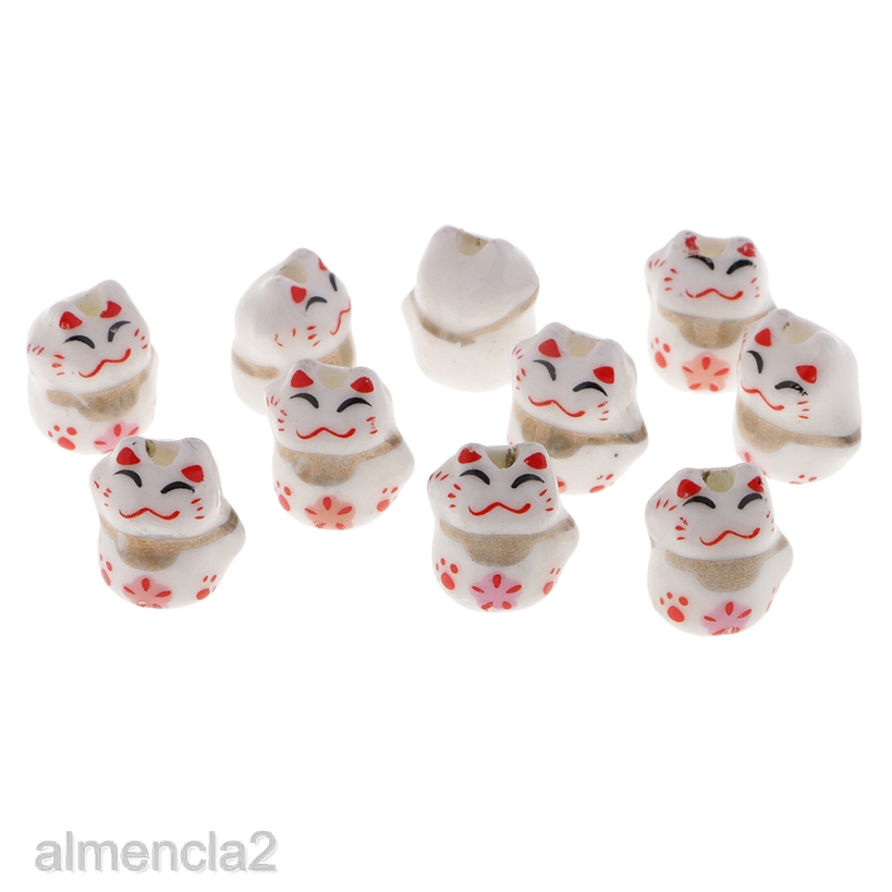 Charm Spacer Lucky Cat Neko Porcelain