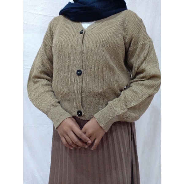 Olivia Cardy Crop / Eireen Crop Cardy / REAL PICT !!!-Mocca