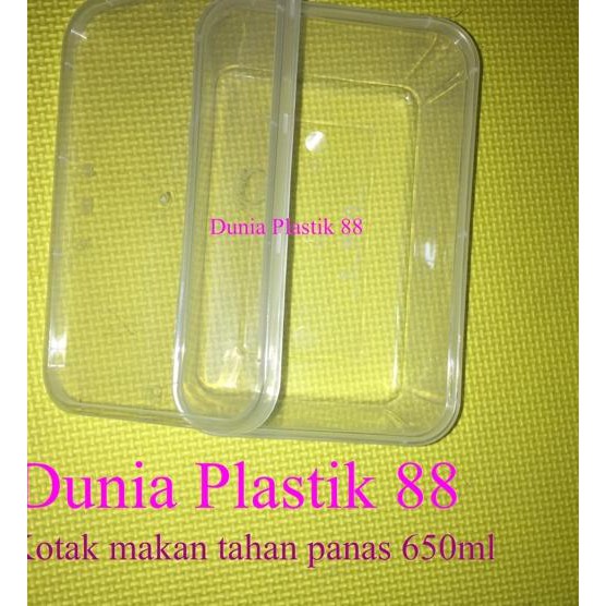 Isi25PC 650ML KOTAK tempat box wadah plastik makan nasi food packing tahan anti panas microwave oven