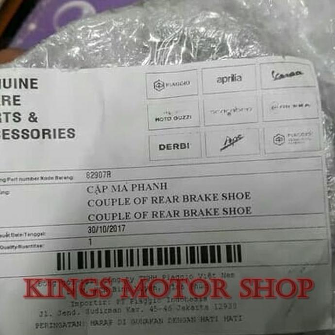 ORIGINAL - Original Part Kampas Rem Belakang Vespa LX, S, LXV Zip