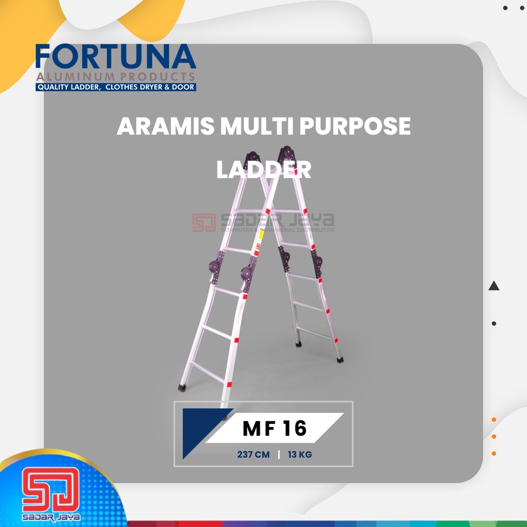 tangga lipat aluminium 2 meter fortuna aramis mf 16