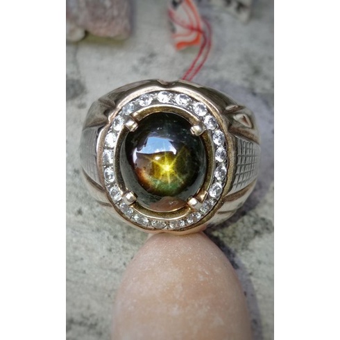 star golden black sapphire bangsing kresnadana ring perak handmade chrome