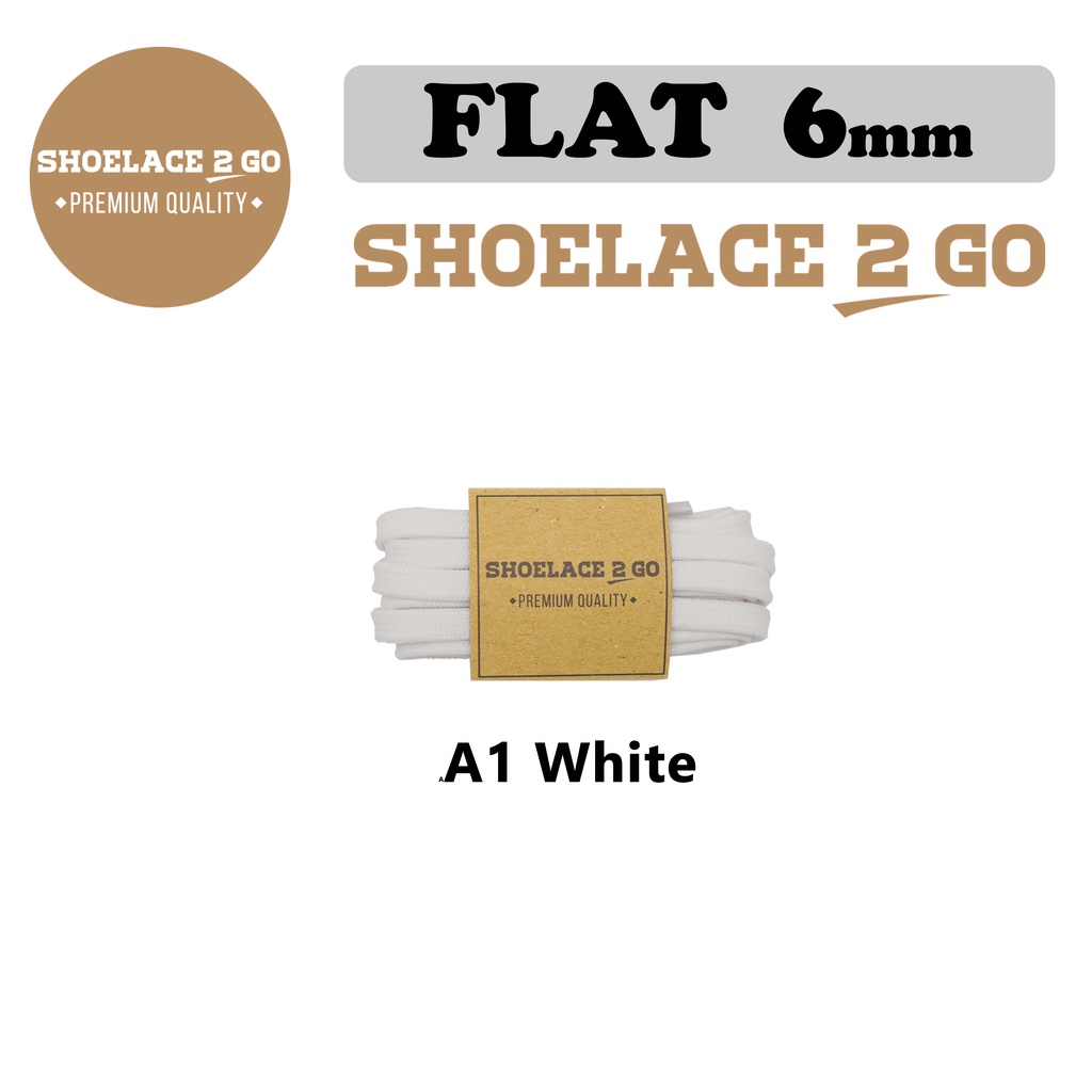 SHOELACE 2 GO PREMIUM TALI SEPATU GEPENG PIPIH FLAT - SF6 - 160CM - 6MM