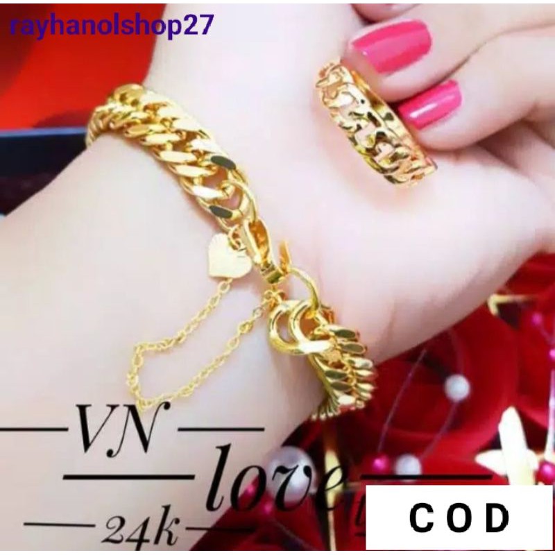 Xuping Gelang tangan dan Cincin Lapis emas 22k