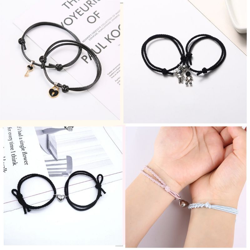 2 Pcs Gelang Couple Magnet Persahabatan/ GelangPasangan Magnet Couple Warna Hitam