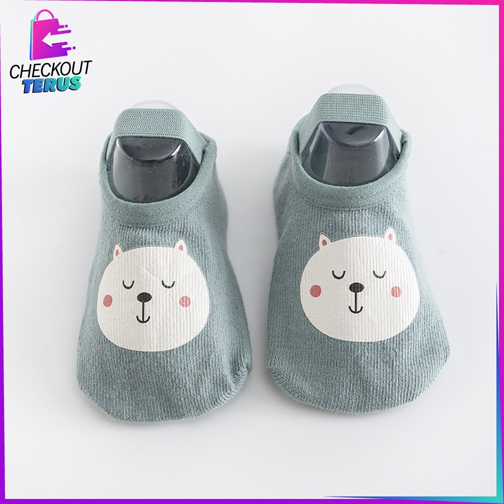 CT P216 Sepatu Bayi PreWalker Kaos Kaki Anak Bayi Unisex dengan Strap Motif Kartun Hewan Sepatu Baby Gambar Binatang Anti Slip