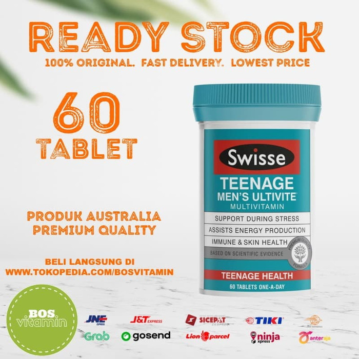 Swisse Teenage Men's Ultivite Multivitamin Vitamin Remaja - 60 tablet