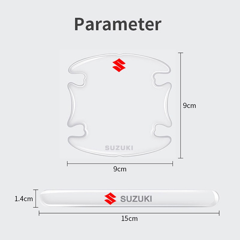 4/8pcs Pintu Mobil Suzuki Mangkuk Stiker Anti Gores Transparan Auto Handle Protector Film Pelindung Tahan Air