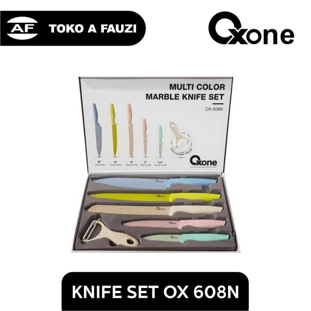 Oxone Multi Color Marble knife set pisau OX-608N