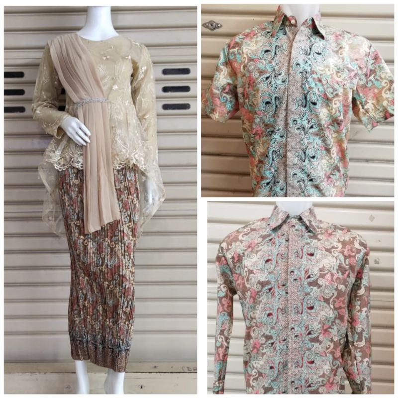 KEBAYA COUPLE TUNANGAN/ COUPLE KEBAYA MODERN/ KEBAYA TUNANGAN/ KEBAYA COUPLE/KEBAYA WISUDA/ KEBAYA TULLE-Coksu/ cream